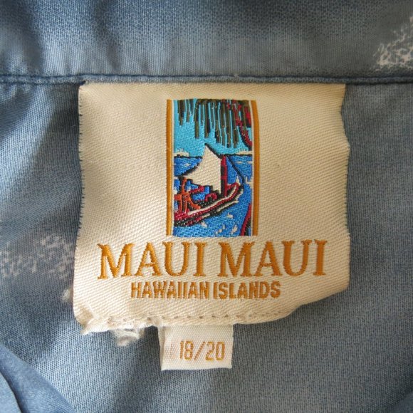 Maui Maui Hawaiian Islands Button Down Short Sleeve Hawaiian Shirt - Size 19/20 - Picture 5 of 6